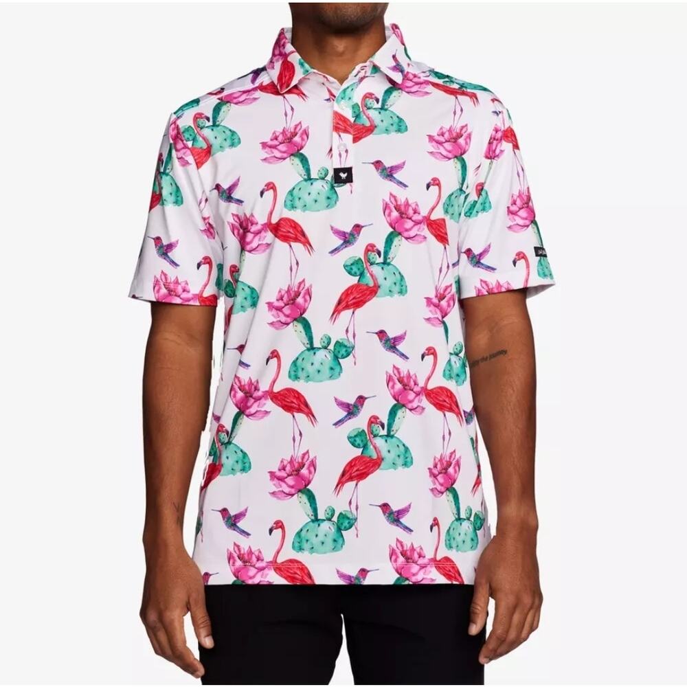 BAD BIRDIE Men's Flock with Me Short Sleeve Polo size Large Golf Lightweight